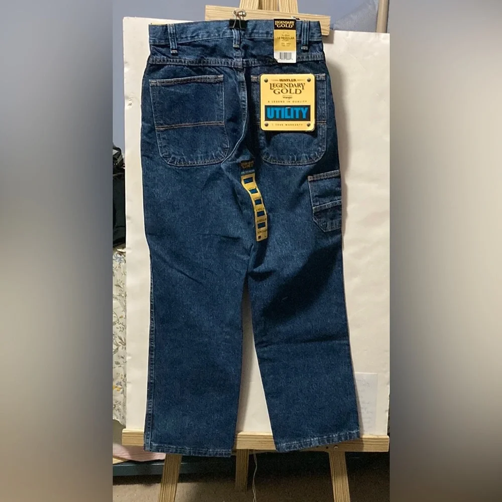 NWT, BOYS Sz 14 Wrangler Rustler Legendary Gold UTILITY JEANS, Adjustable Waist